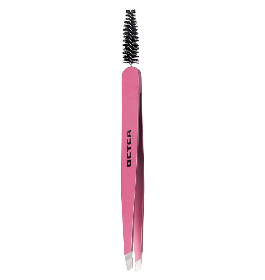 2-in 1 Brow definer. Tweezers with goupillon brush
